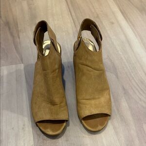 Madden Girl Tan Peep-Toe Ankle Booties